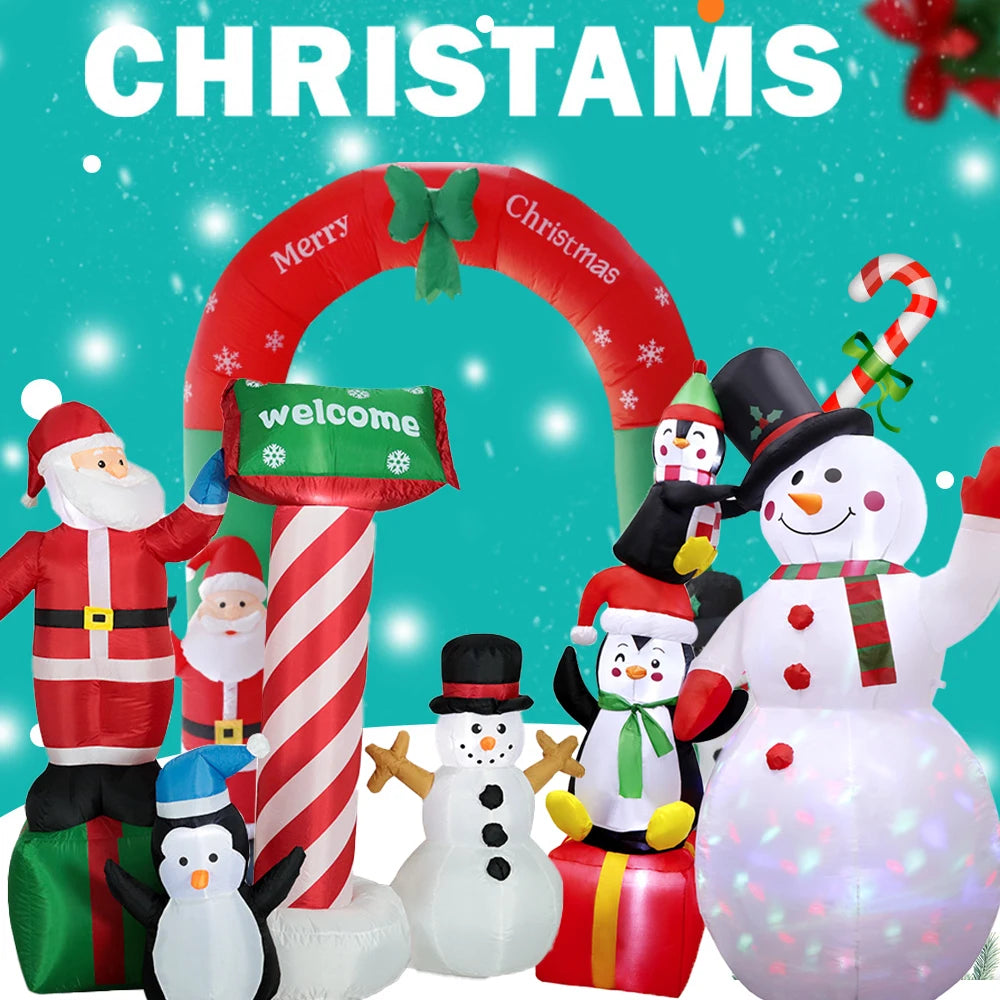 Christmas Inflatable Santa Snowman Archway Outdoor Decorations Blow Up ArchYard ,Outdoor Lawn Winter Decor Christmas Decoration