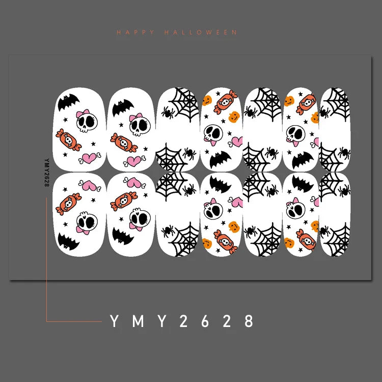 Baking Free Halloween Nail Stickers Full Sticker Fashion Nail Art Jewelry  Pumpkin Ghost Wholesale Applique Nail Sticker
