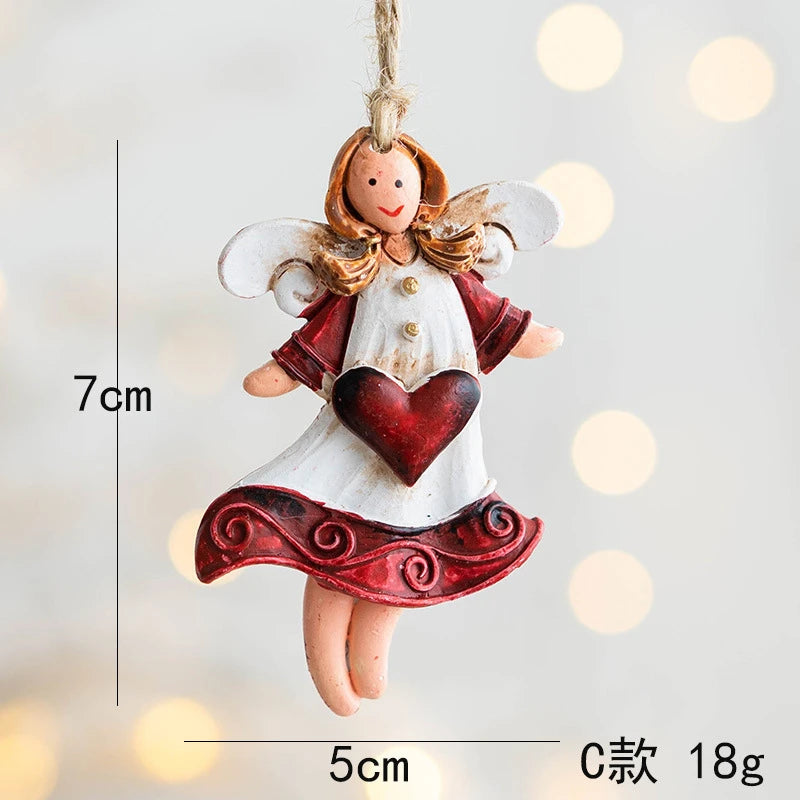 Christmas Resin Tree Decorations Santa Snowman Angel Pendant Ornament DIY Kids Toys Noel Navidad Kerst 2023