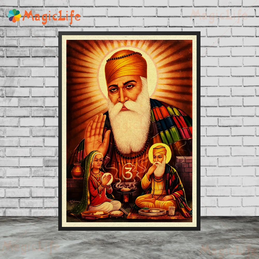 Sikhism Gurunanak Gulu Nanak Religion Posters Wall Pictures For Living Room Vintage Poster Wall Art Canvas Painting Unframed