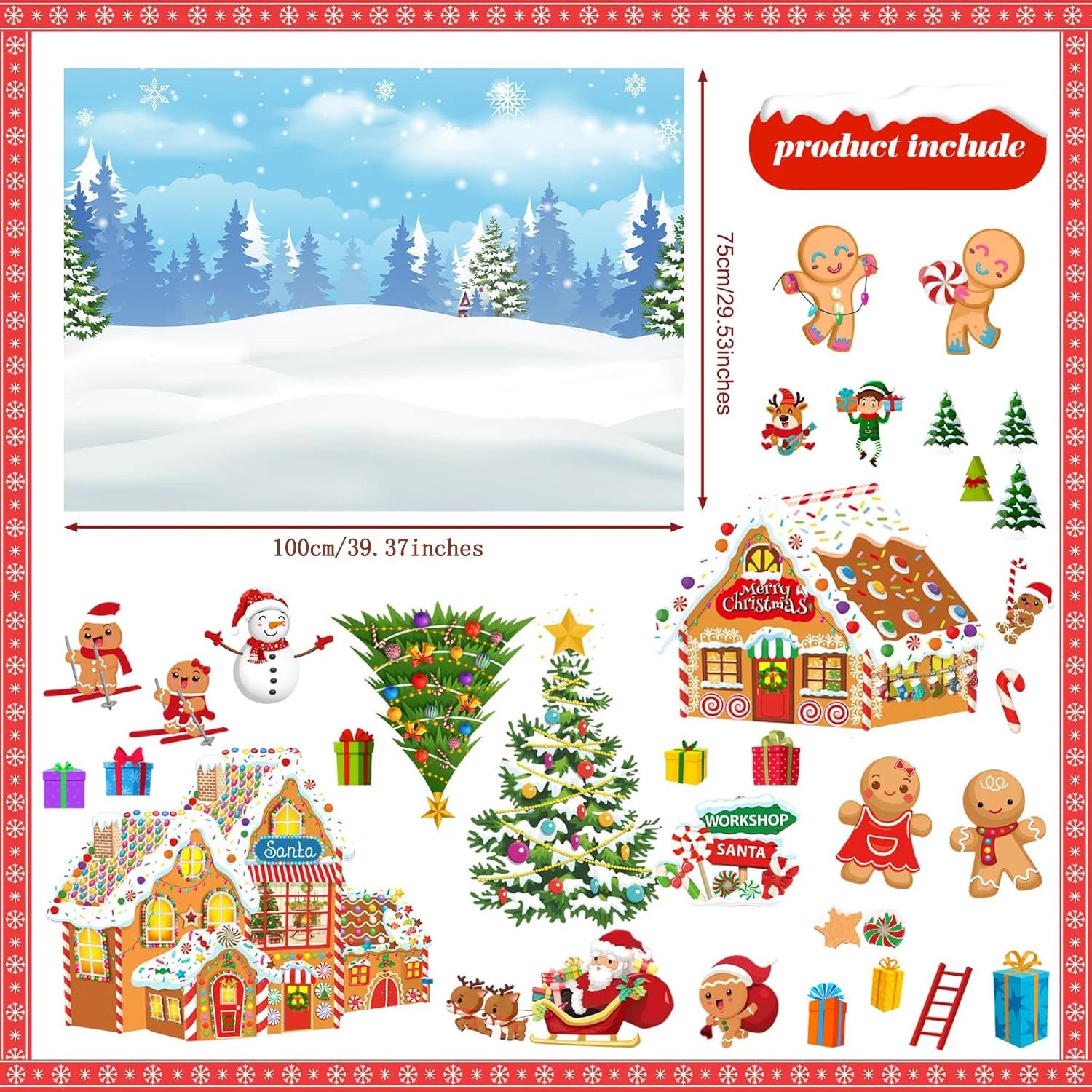 Christmas Felt Story Board Set Detachable Ornaments Wall Decor House Crafts DIY Learning Interactive Play Kit for Holiday Xmas