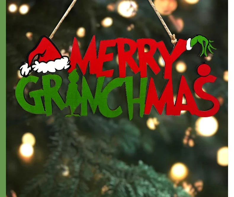 christmas wooden hanging christmas tree ornaments front door party decoration supplies