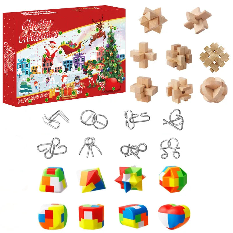 Christmas Advent Calendar Gift Box DIY Christmas Train Jesus Bricks Toys 24Days Countdown Calendar Box Surprise Christmas Gift