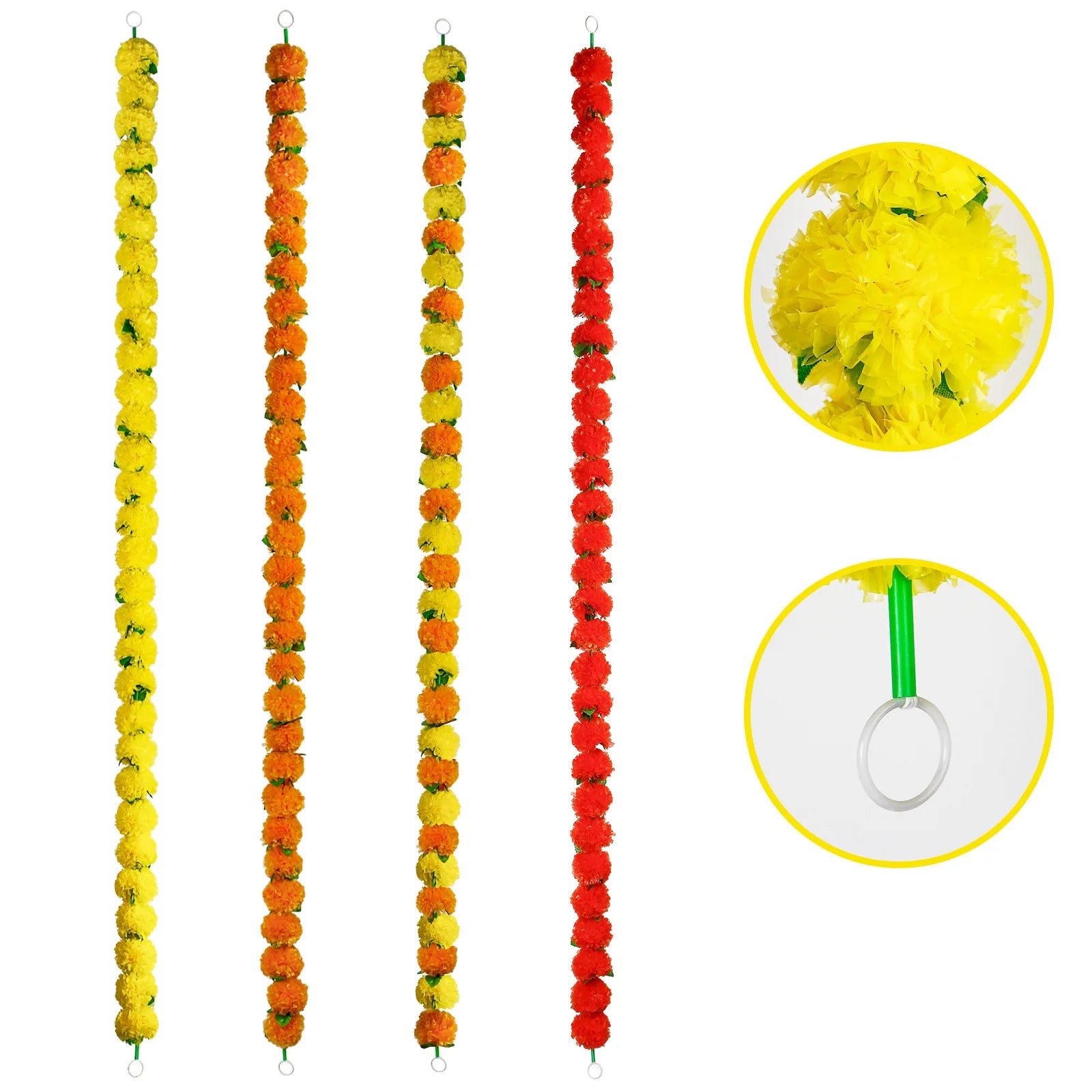 Artificial Marigold Garland For Diwali Wreath Indian Weddings Arch Decorations Garland Halloween Yard Hanging Flower Bar Strips