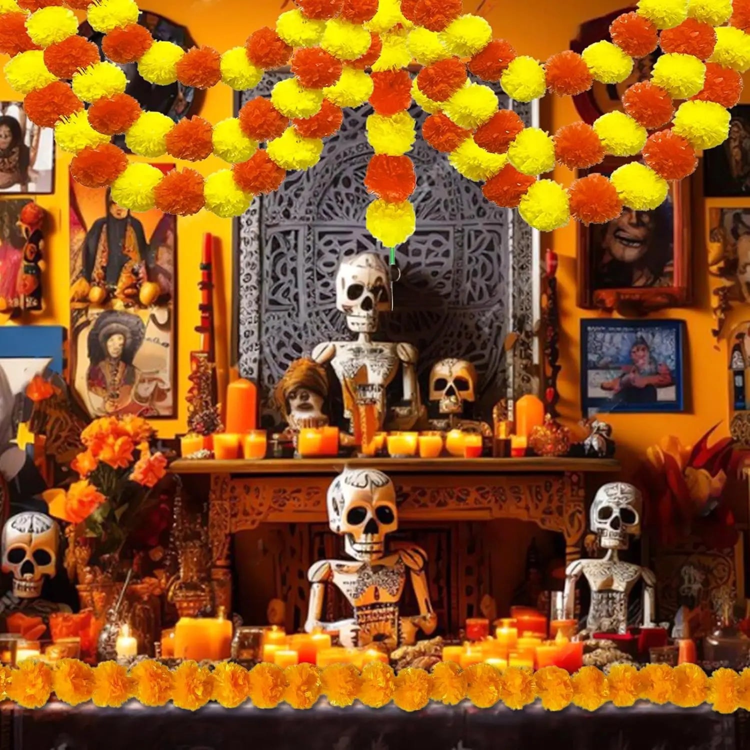 1pc Marigold Garland for Decoration Artificial Marigold Flower Diwali