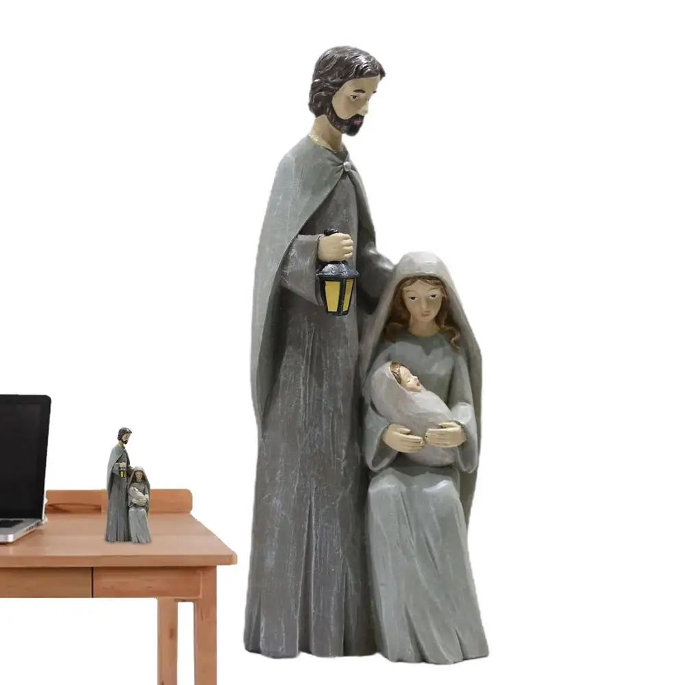 Christmas Holy Family FigurinesPiece Nativity Scene Figurine Wooden Christmas Religious Art Decor Statue Suitable For Home
