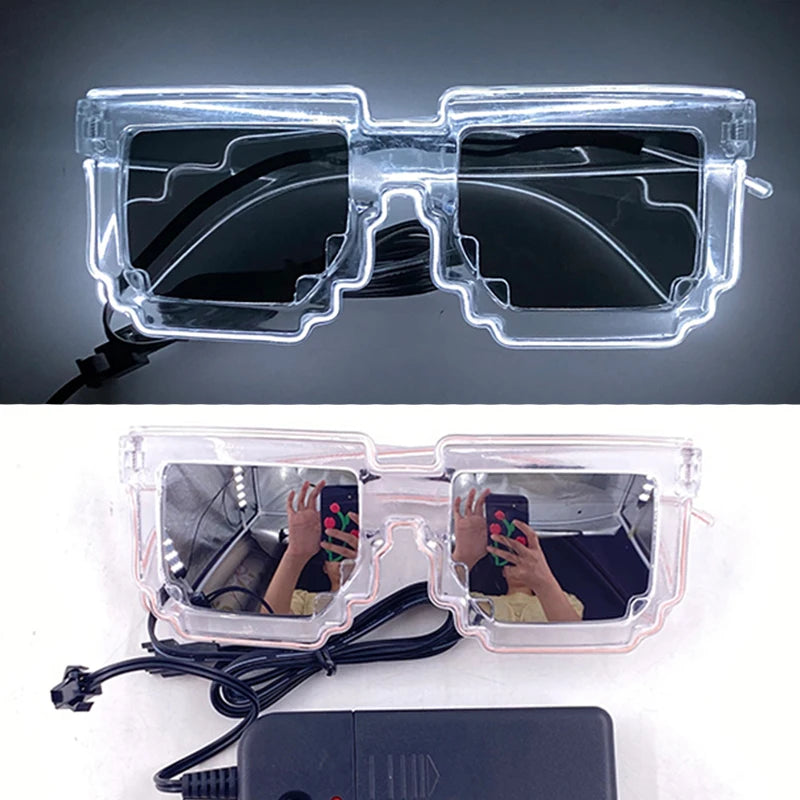 Funny Light Up Glasses Luminous LED Mosaic Glasses Men Women Halloween Party Supplies Glowing Glasses Neon Gafas Prpos
