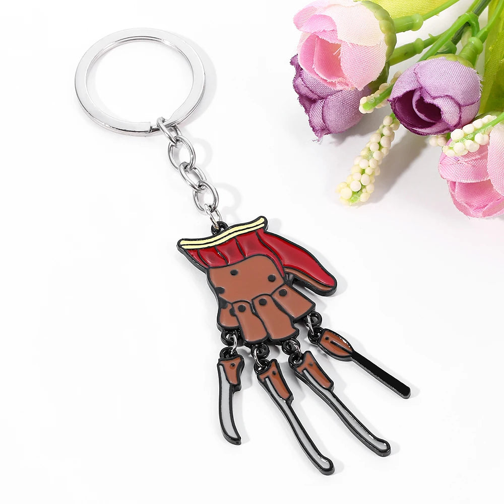 Horror Movie Ghost Street Metal Enamel Freddie Kruger Gloves Keychain Halloween Necklace Gift
