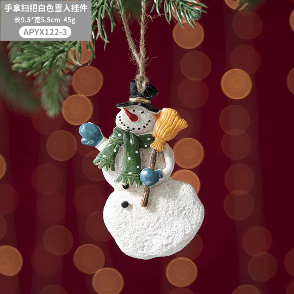 Christmas Resin Tree Decorations Santa Snowman Angel Pendant Ornament DIY Kids Toys Noel Navidad Kerst 2023