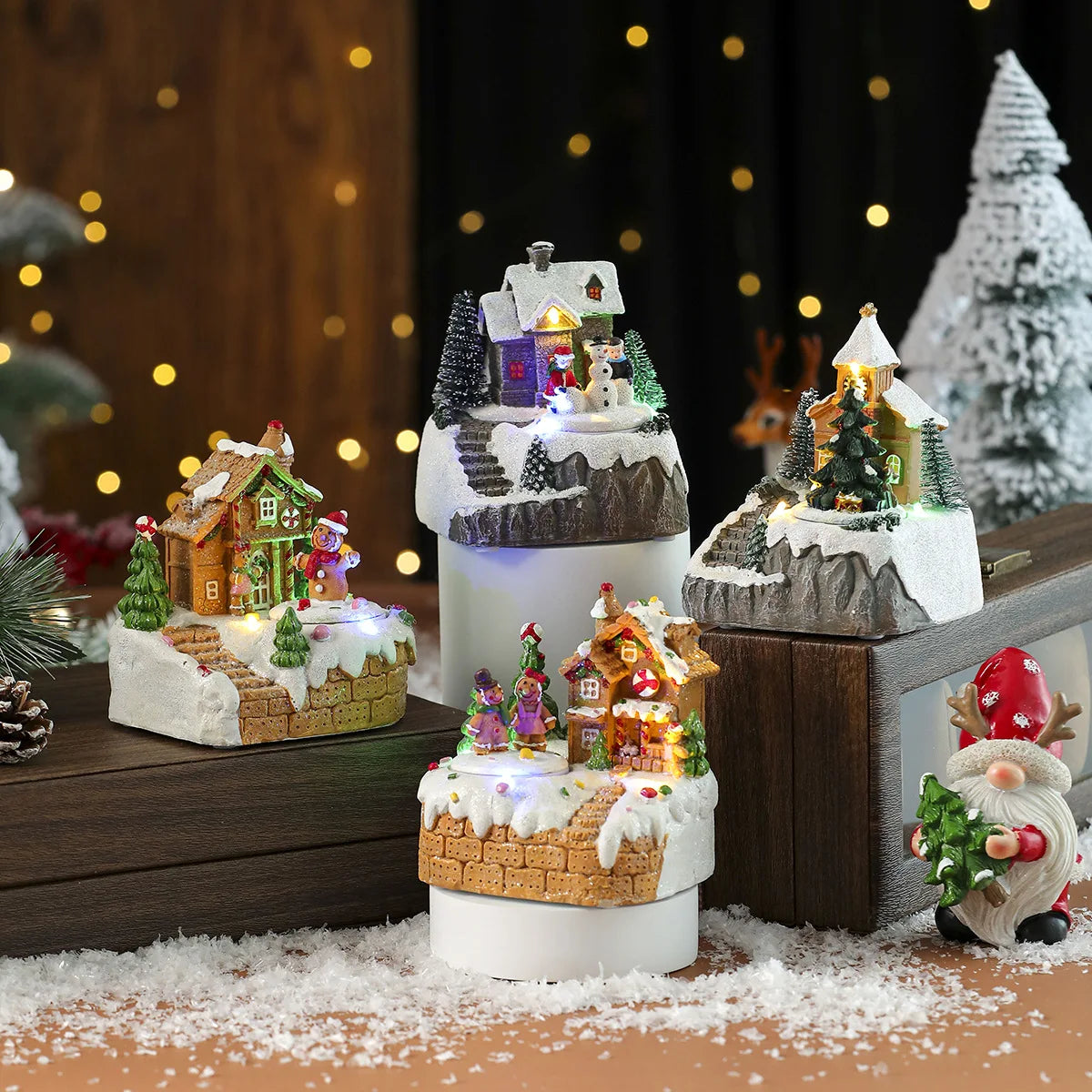 New Christmas decorations electric music, illuminated houses, LED lights, snow houses, Christmas ornaments gifts