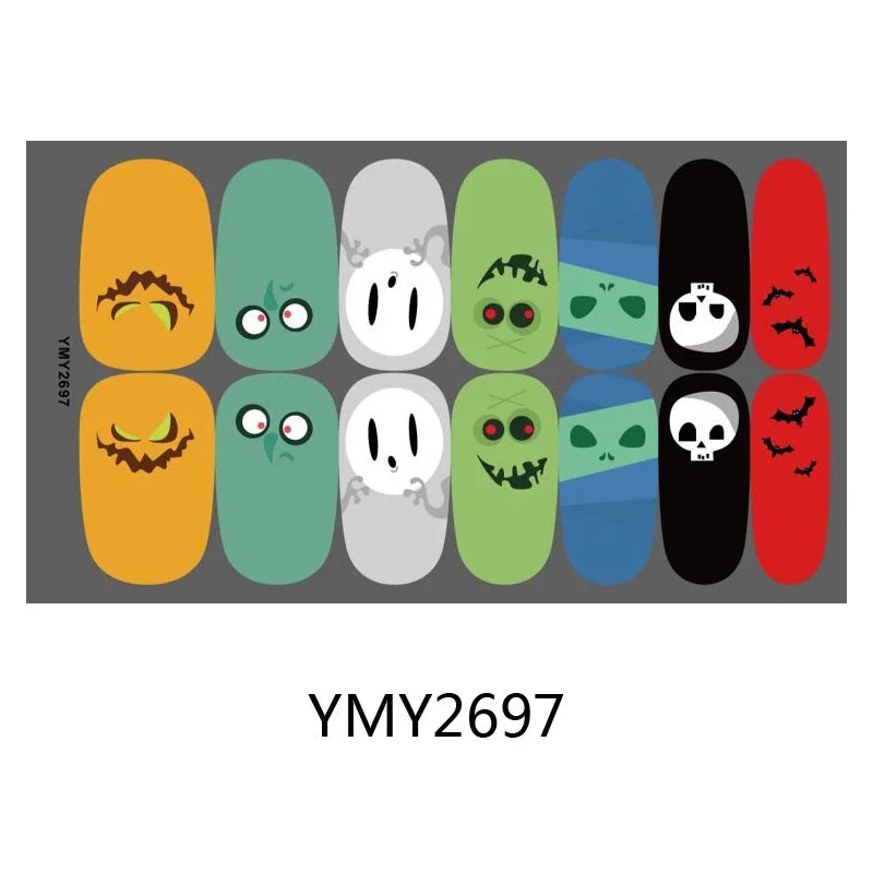 Baking Free Halloween Nail Stickers Full Sticker Fashion Nail Art Jewelry  Pumpkin Ghost Wholesale Applique Nail Sticker