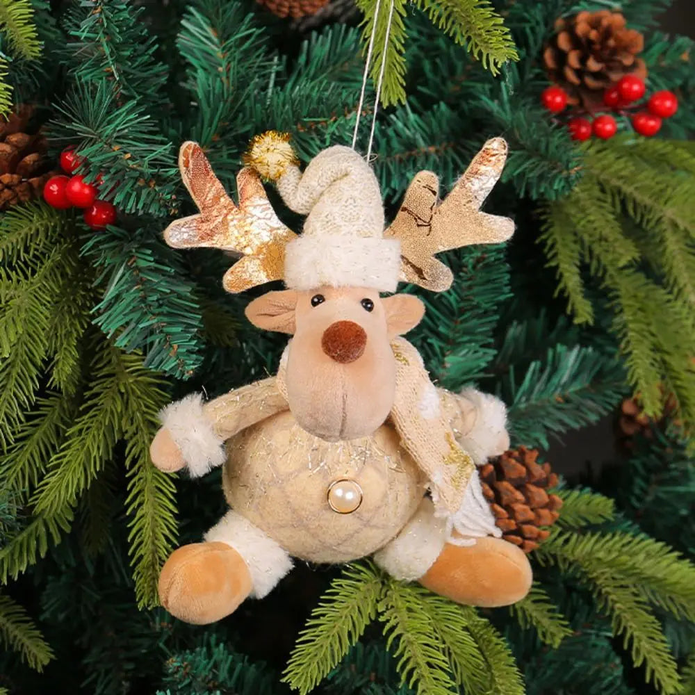 Crafts Cute Christmas Tree Pendant Figurine Ornament Elk Christmas Doll Ornament Creative Snowman Santa Pendant Decor New Year
