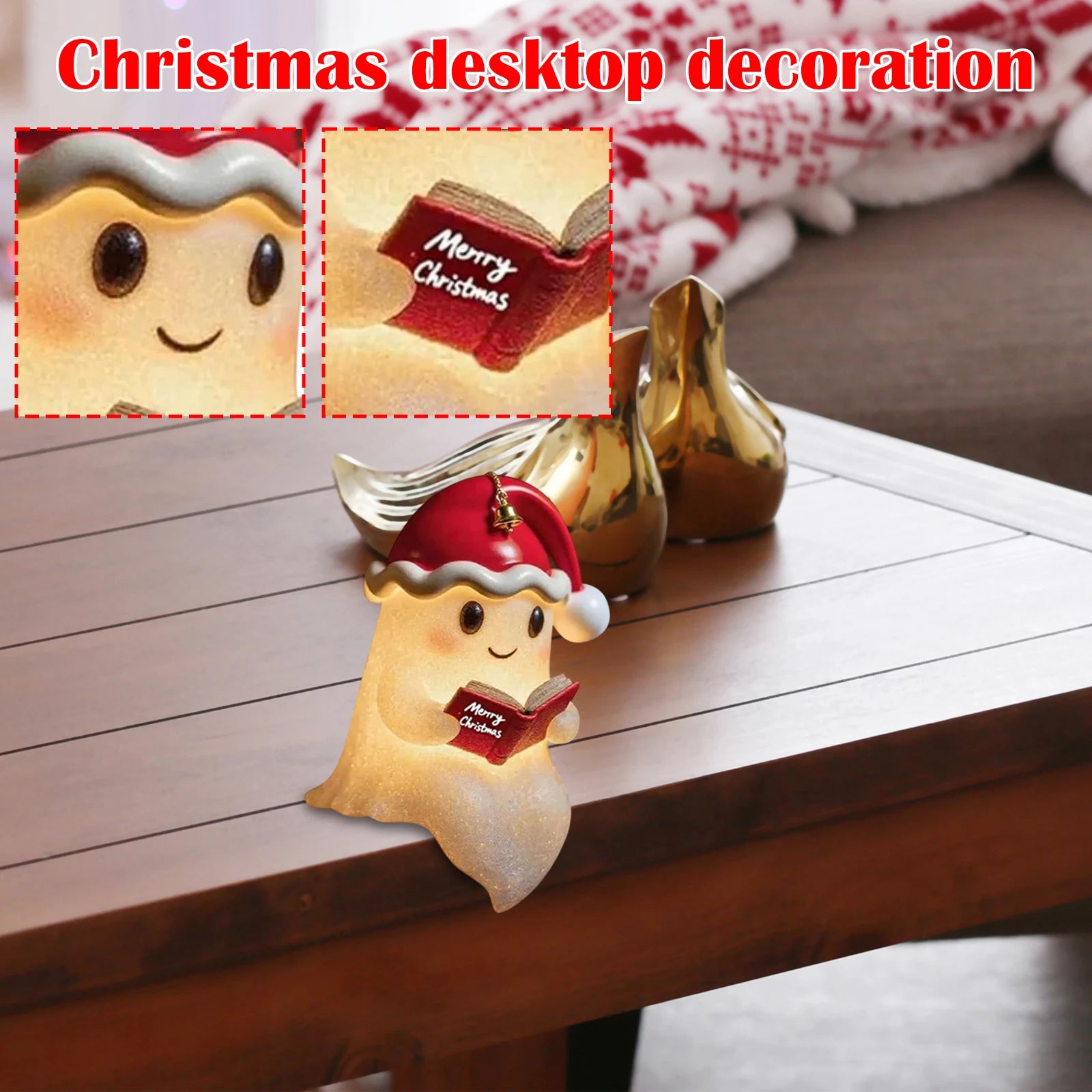 Christmas Decorative Light Christmas Hat Cute Ghosts Reading Light Table Ornaments Christmas Gifts Creative Reading Nightlight