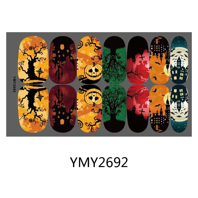 Baking Free Halloween Nail Stickers Full Sticker Fashion Nail Art Jewelry  Pumpkin Ghost Wholesale Applique Nail Sticker