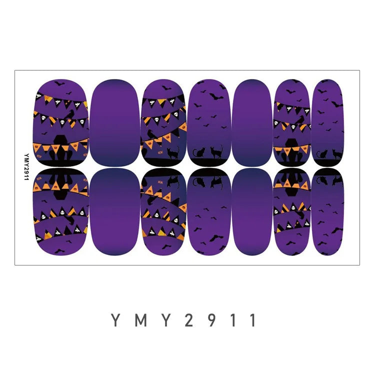 Baking Free Halloween Nail Stickers Full Sticker Fashion Nail Art Jewelry  Pumpkin Ghost Wholesale Applique Nail Sticker