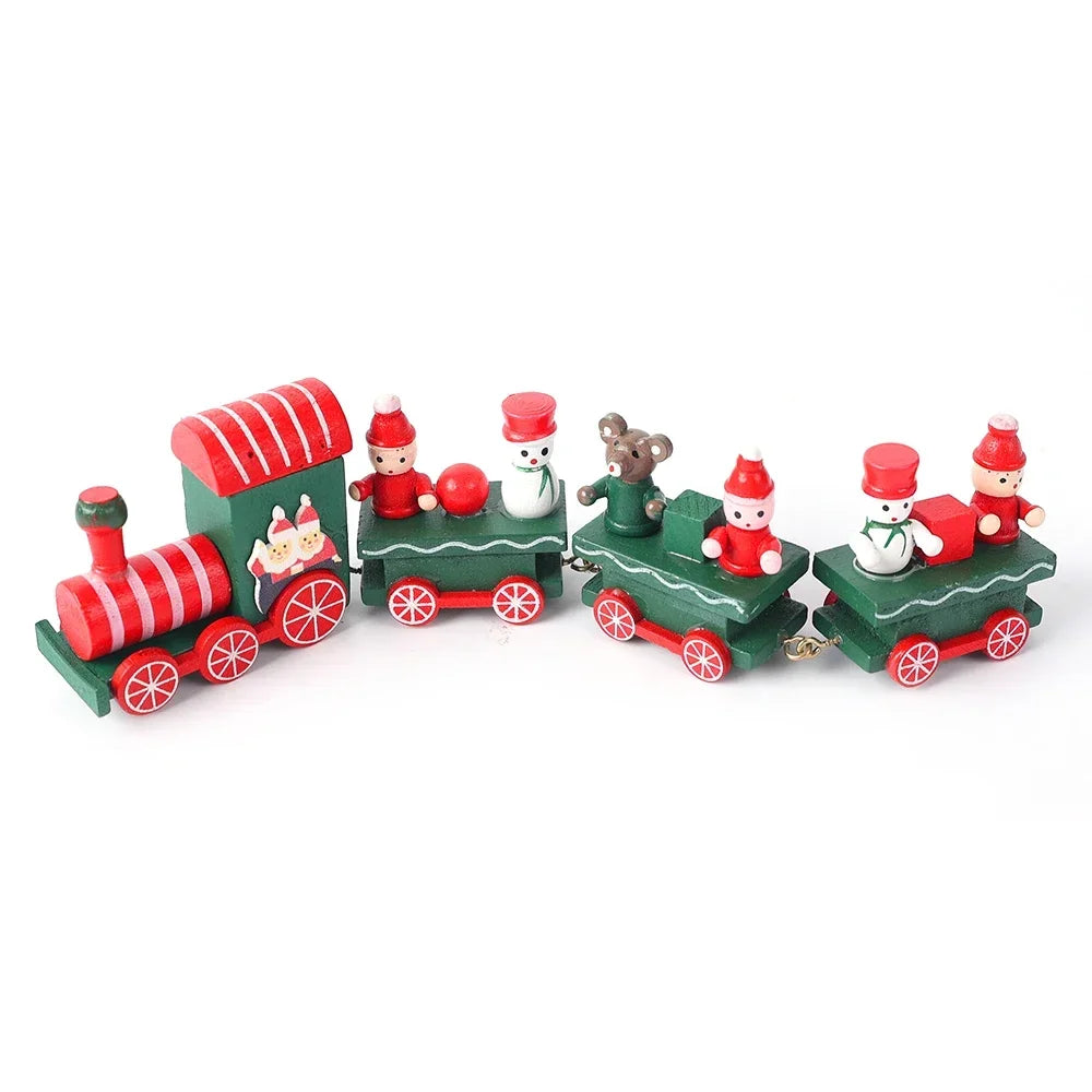 Christmas Train Painted Wooden Plastic  Mini Christmas Tree Train Christmas Decorations Festival Party Xmas Table Top Ornament