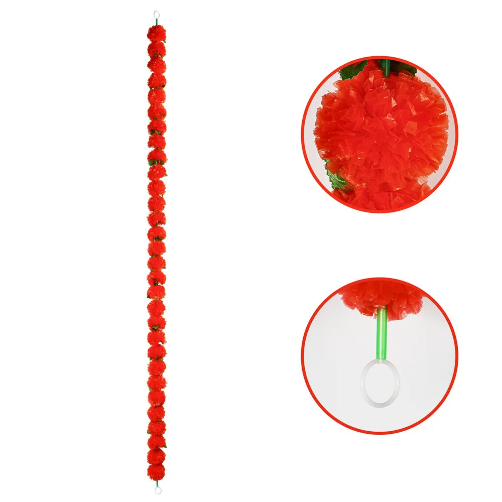 Artificial Marigold Garland For Diwali Wreath Indian Weddings Arch Decorations Garland Halloween Yard Hanging Flower Bar Strips