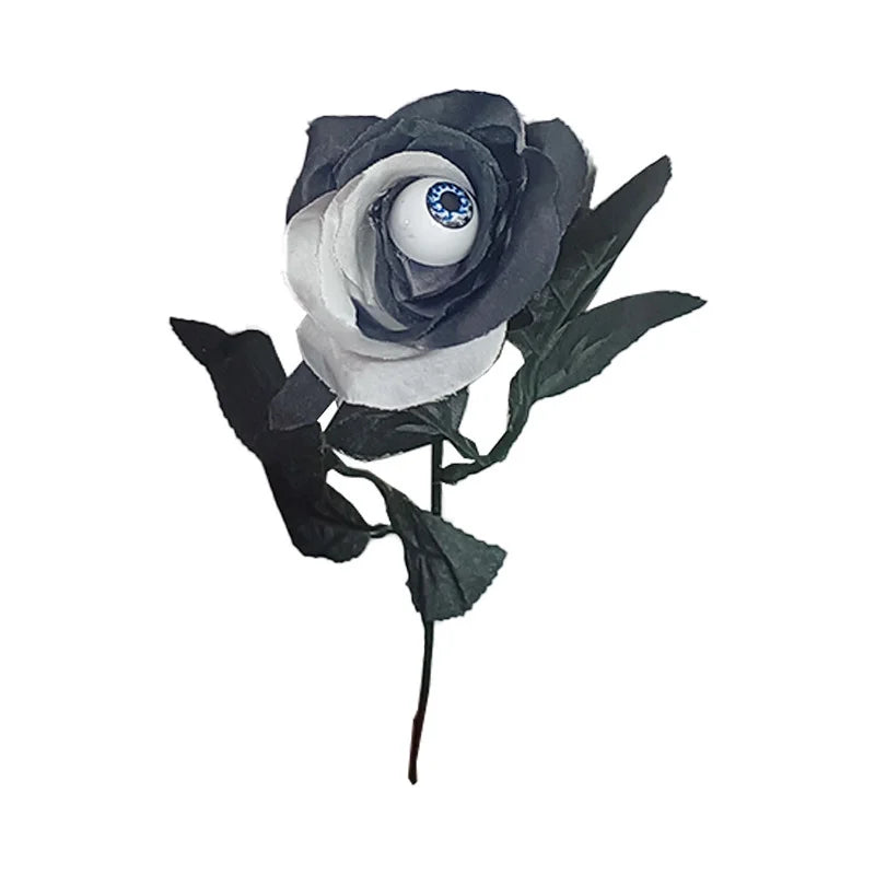 1/3/5Pcs Halloween Artificial Flowers Black Rose With Eyeball For Halloween Party Decor Home Horror Props DIY Bouquets Craft