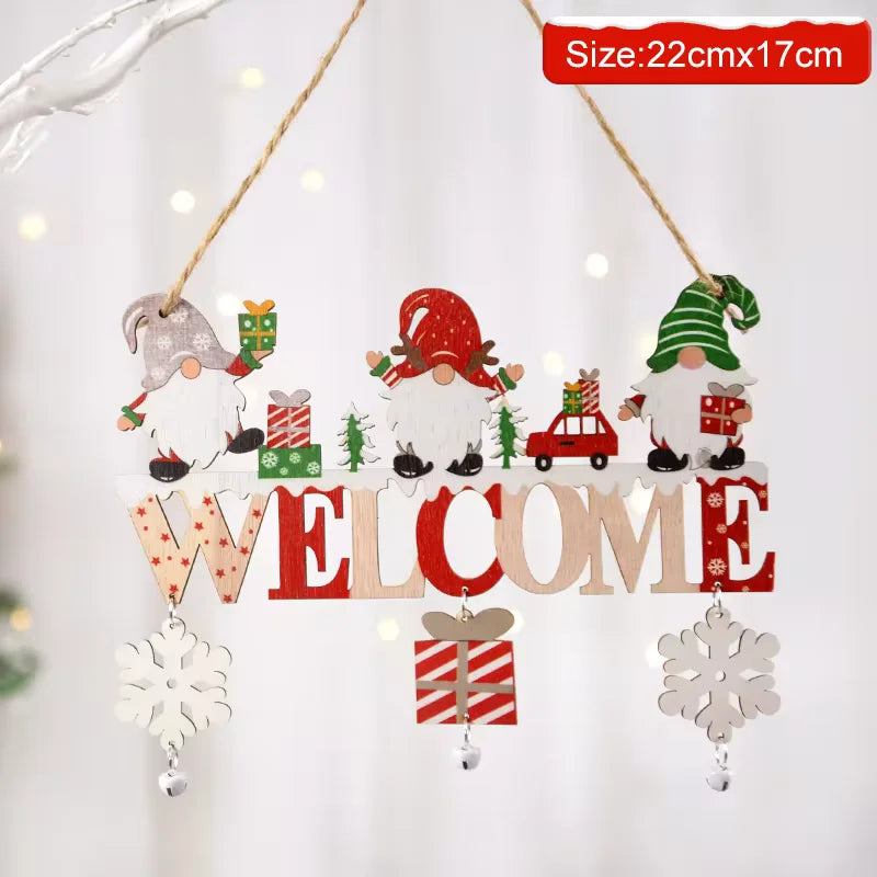 Christmas Wooden Decorations Wall Porch Letter Pendant Snowman Hang Up Creative Decorative Crafts
