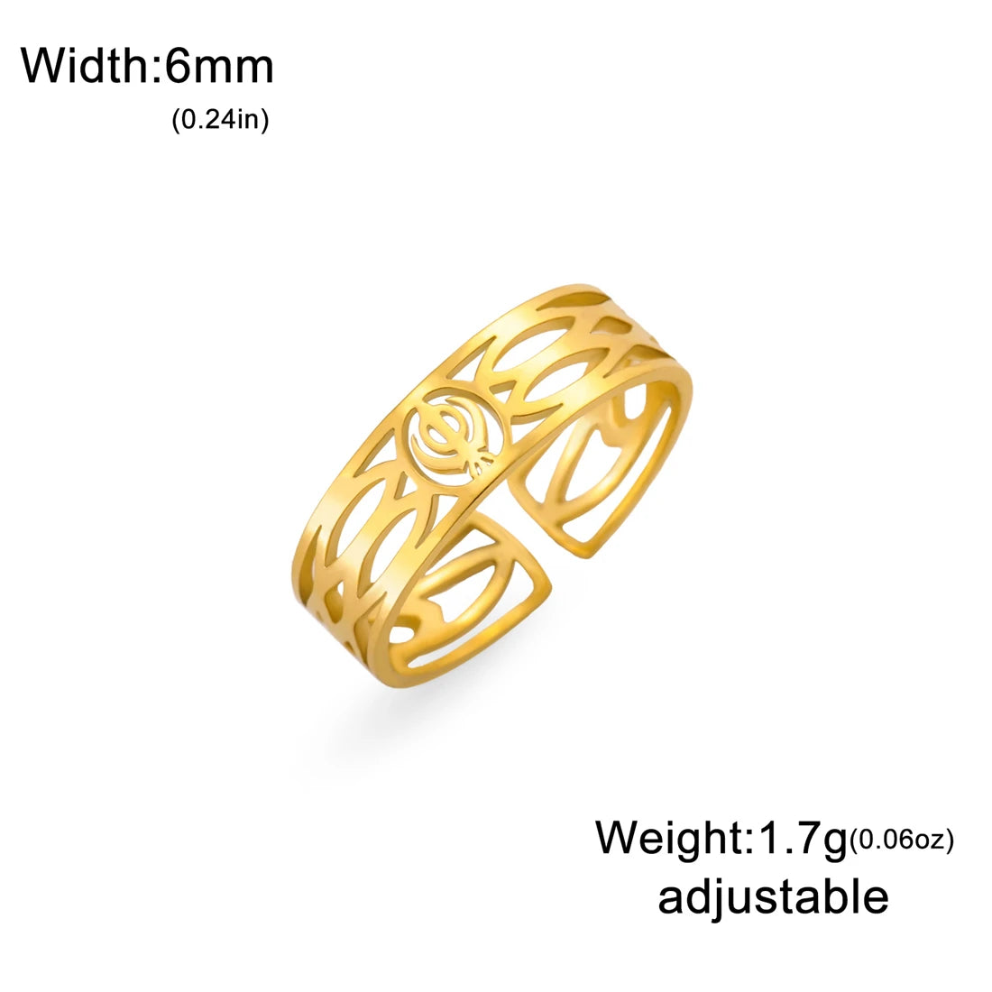 EUEAVAN Fashion Sikhism Symbol Rings For Women Men Stainless Steel Adjustable Classic Sikh Khanda Ring Religious Amulet Jewelry