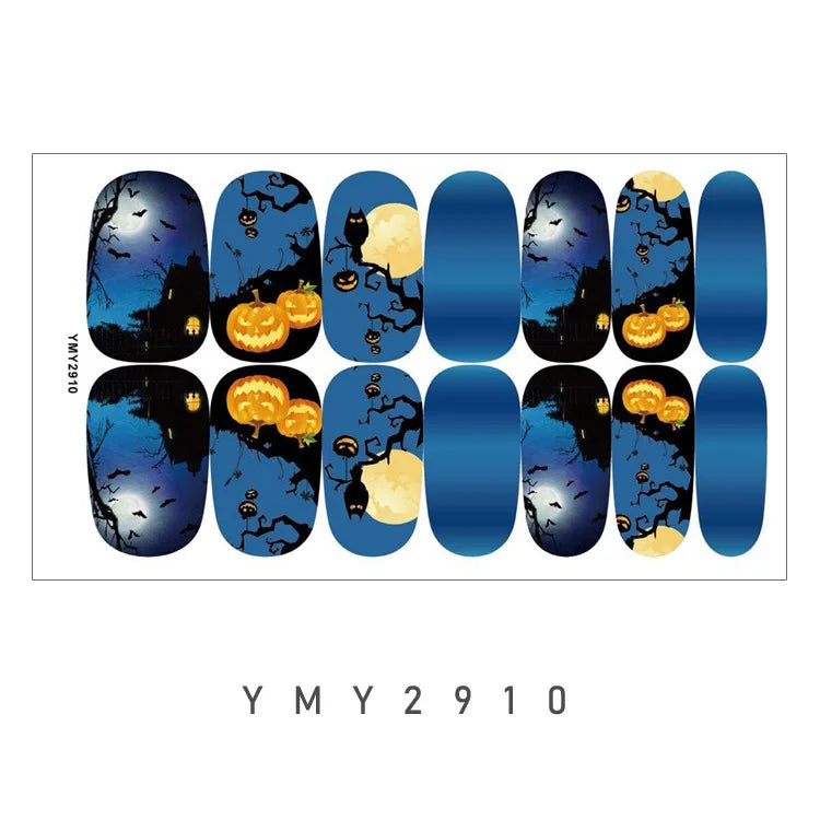 Baking Free Halloween Nail Stickers Full Sticker Fashion Nail Art Jewelry  Pumpkin Ghost Wholesale Applique Nail Sticker