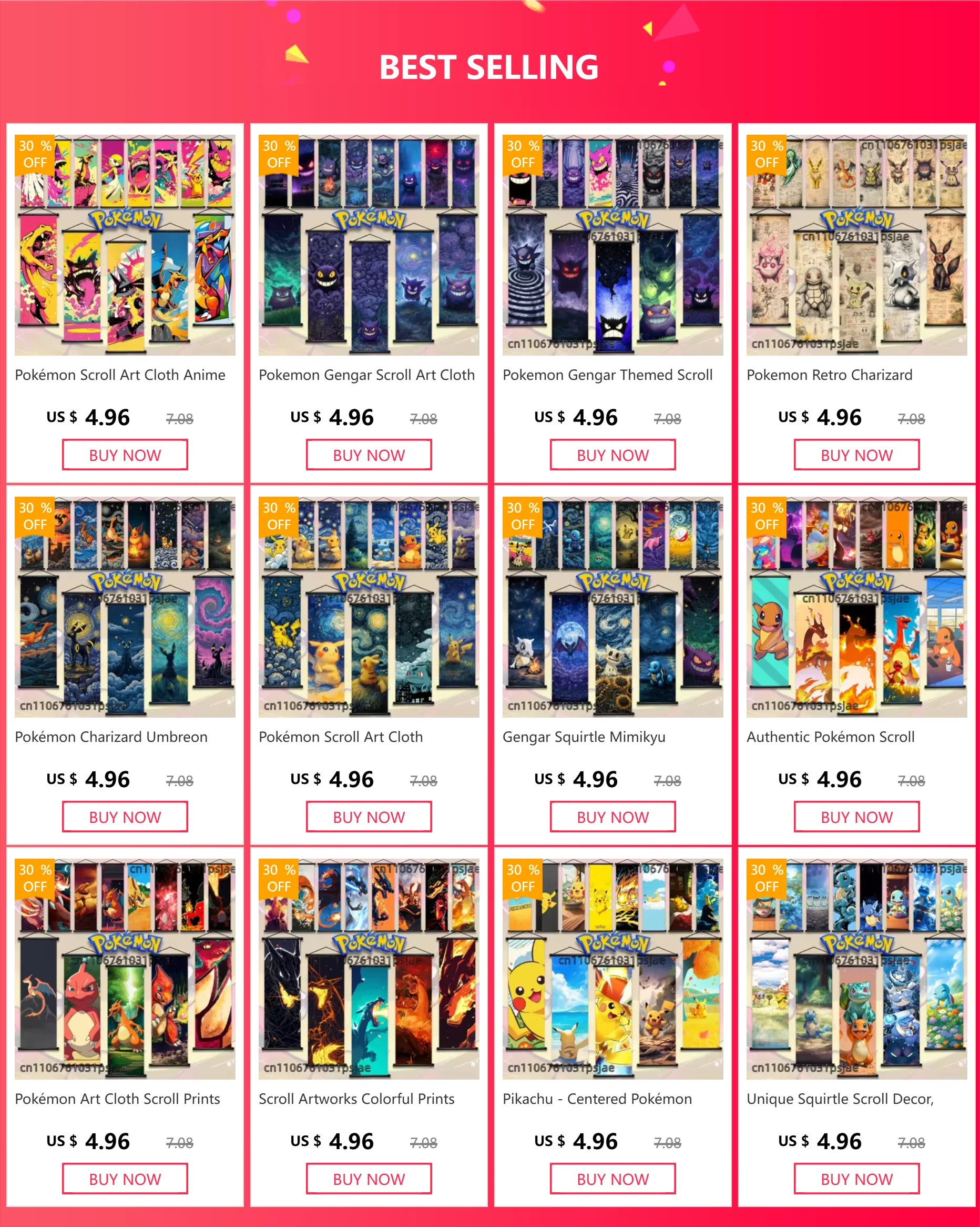 Pokemon Gengar Scroll Art Cloth Anime Characters Wall Hanging Poster Halloween Xmas Decor Fans Collection Home Gifts