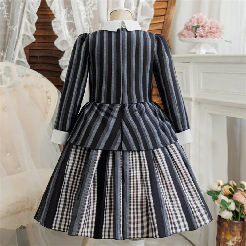 Children Wednesday Costume Girls Black Gothic Family Clothes Halloween Cosplay Costume for Kids Easter Carnival Fancy Dress Up