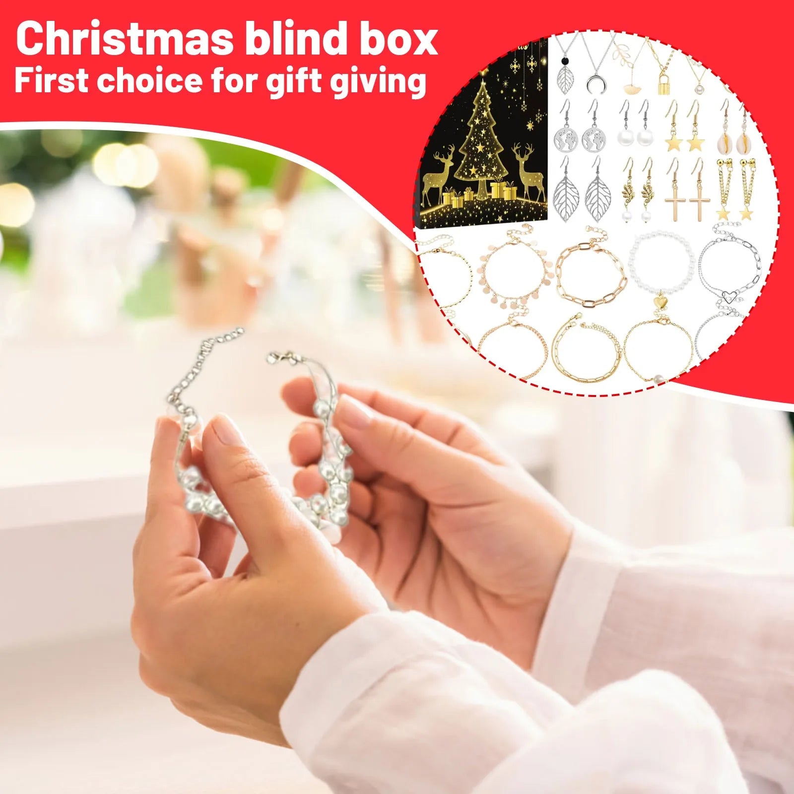 Christmas Countdown Calendar 24 Days Christmas Countdown Advent Calendar Necklace Bracelet Earrings Christmas Gifts