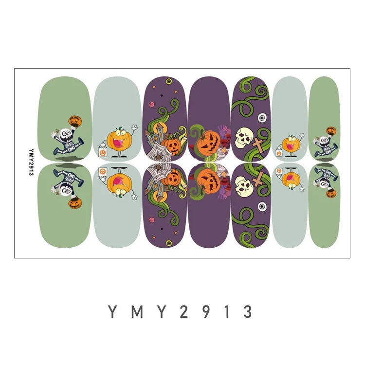 Baking Free Halloween Nail Stickers Full Sticker Fashion Nail Art Jewelry  Pumpkin Ghost Wholesale Applique Nail Sticker