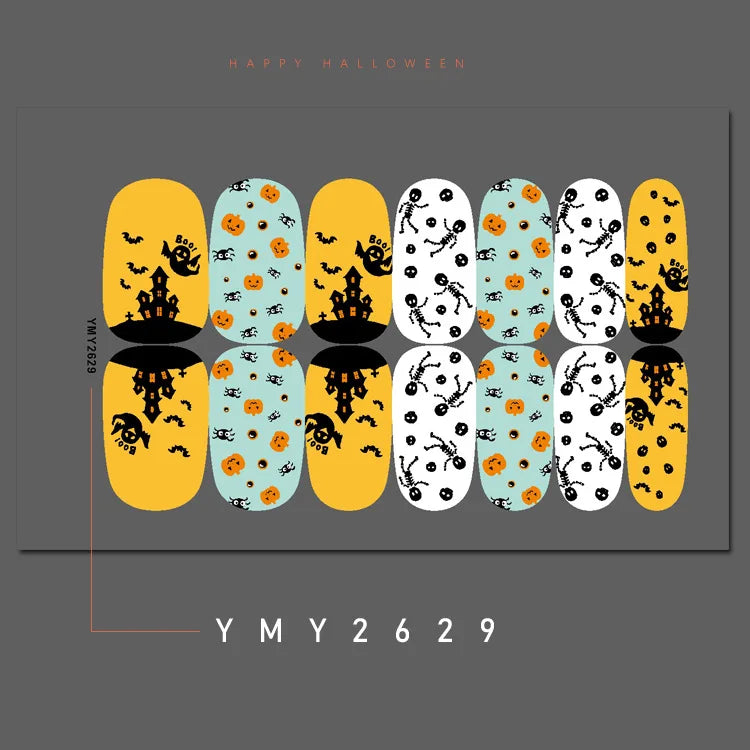 Baking Free Halloween Nail Stickers Full Sticker Fashion Nail Art Jewelry  Pumpkin Ghost Wholesale Applique Nail Sticker