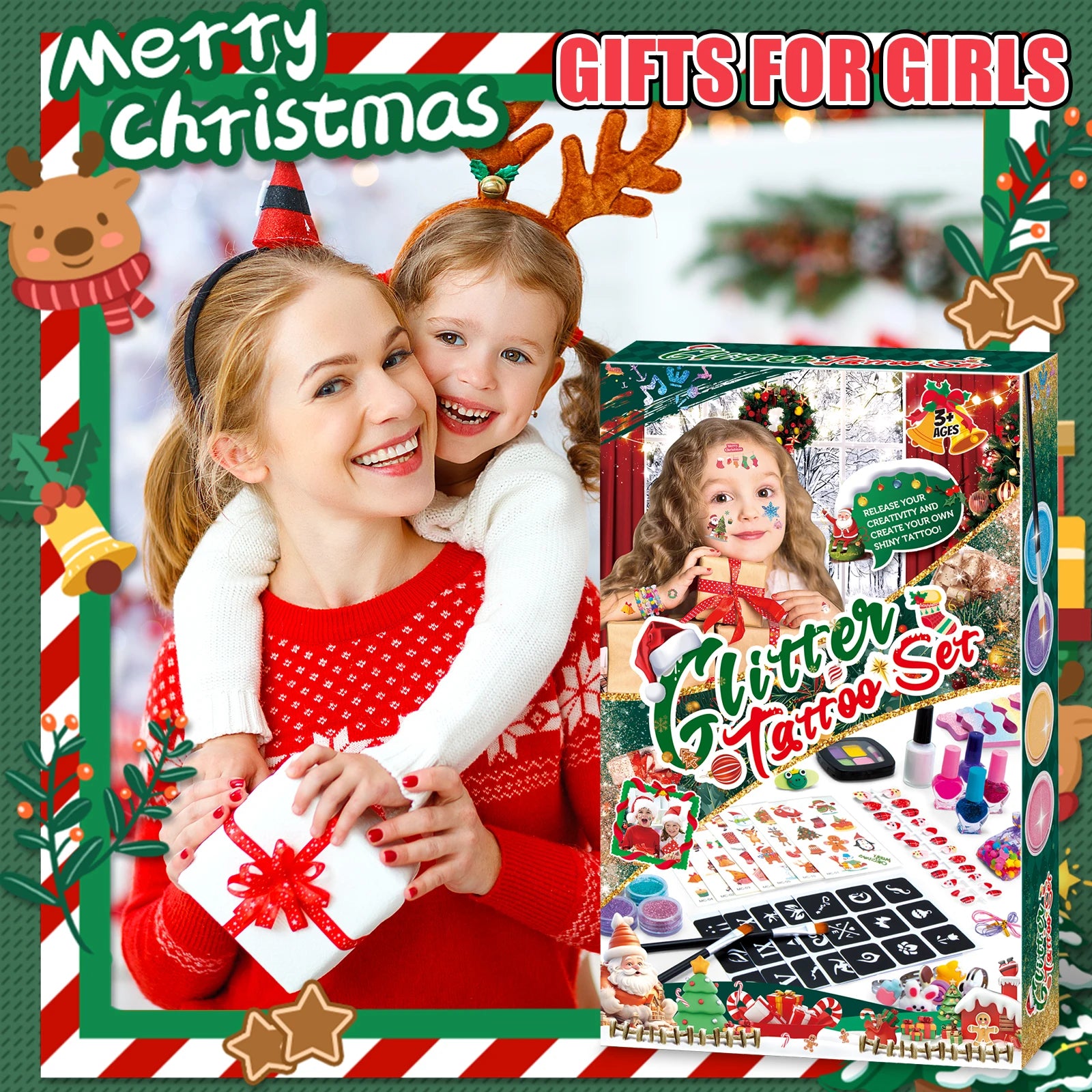 Christmas Diy Makeup And Armor Set For Children, Cosmetics, Beads, Hairpins, Necklaces, Jewelry, Cartoon Toys, Gifts