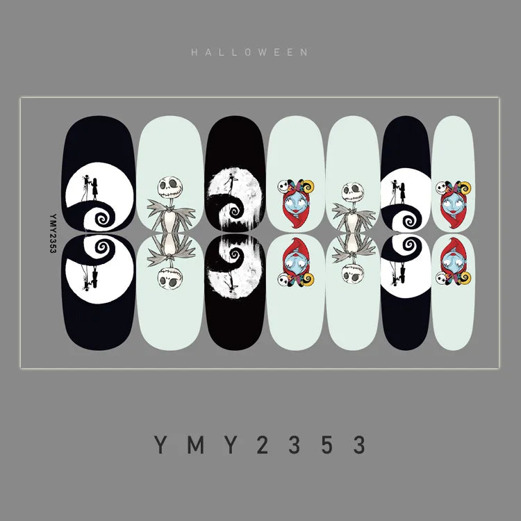 Baking Free Halloween Nail Stickers Full Sticker Fashion Nail Art Jewelry  Pumpkin Ghost Wholesale Applique Nail Sticker