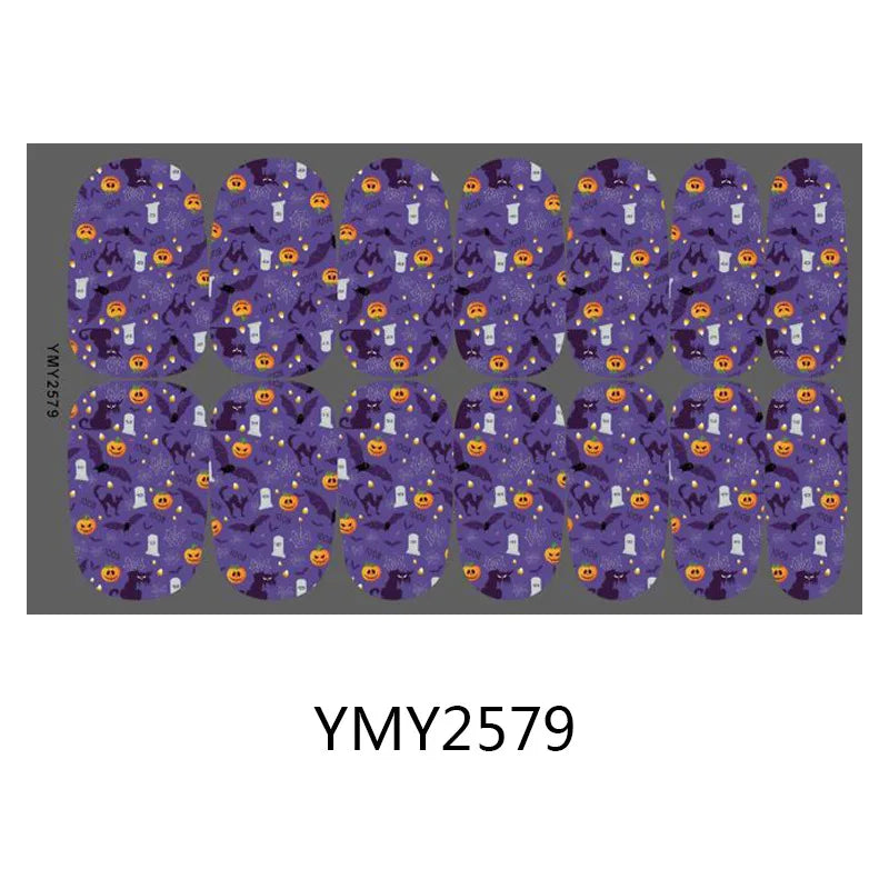 Baking Free Halloween Nail Stickers Full Sticker Fashion Nail Art Jewelry  Pumpkin Ghost Wholesale Applique Nail Sticker