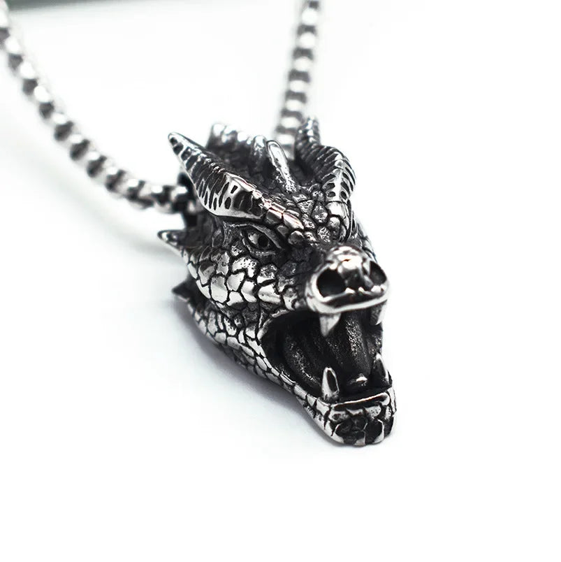 Gothic Pattern Skull Ghost Head Pendant Necklace Men's Punk Trend Alternative Halloween Jewelry
