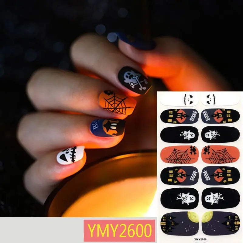 Baking Free Halloween Nail Stickers Full Sticker Fashion Nail Art Jewelry  Pumpkin Ghost Wholesale Applique Nail Sticker