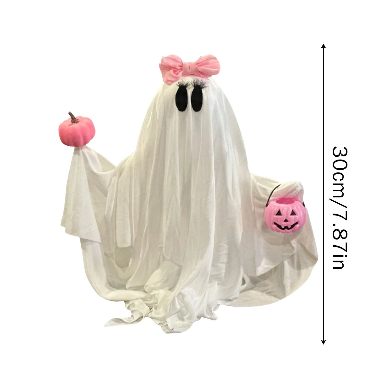 Halloween Ghost Holding Pink Pumpkin Halloween Decorations Indoor Spooky Ghost Decor Halloween Party Desktop Decoration Ornament