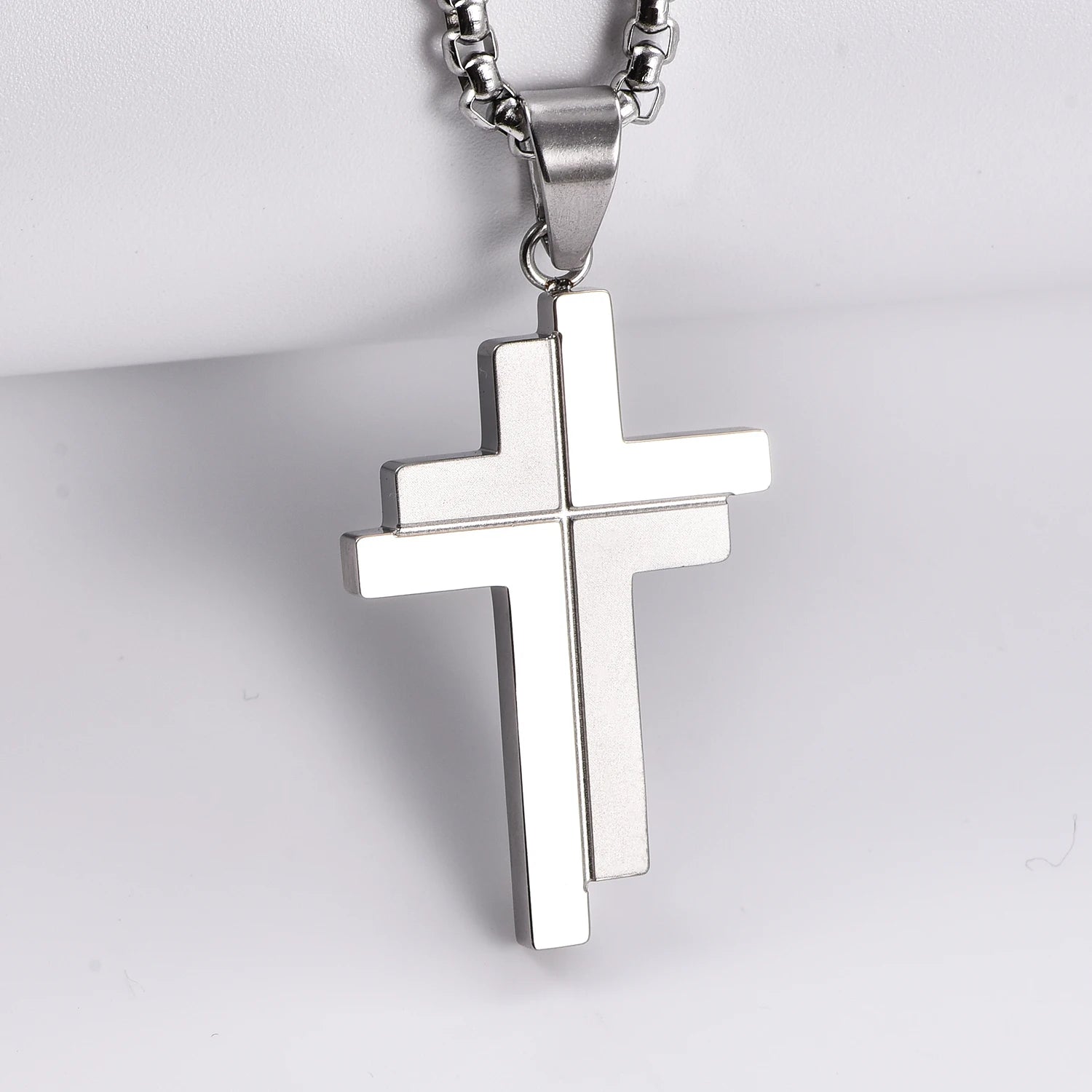 Cross Pendant Necklace Classic for Men Women Fashion Hip-hop Stainless Steel Dull Polished  Faith Prayer Jewelry Gift