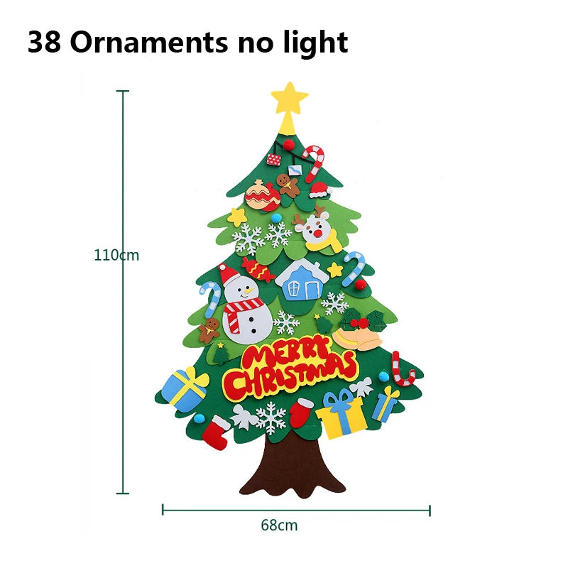 Felt Christmas Tree with Ornaments DIY Cristmas Ornament Xmas Navidad Gifts Santa Claus New Year Door Wall Hanging Decorations