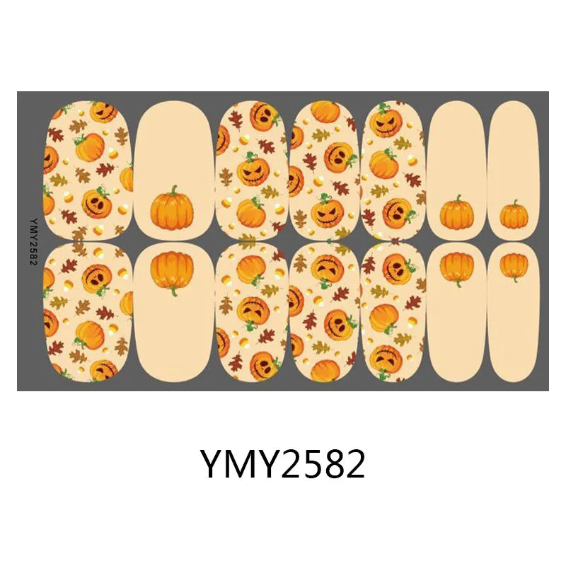 Baking Free Halloween Nail Stickers Full Sticker Fashion Nail Art Jewelry  Pumpkin Ghost Wholesale Applique Nail Sticker