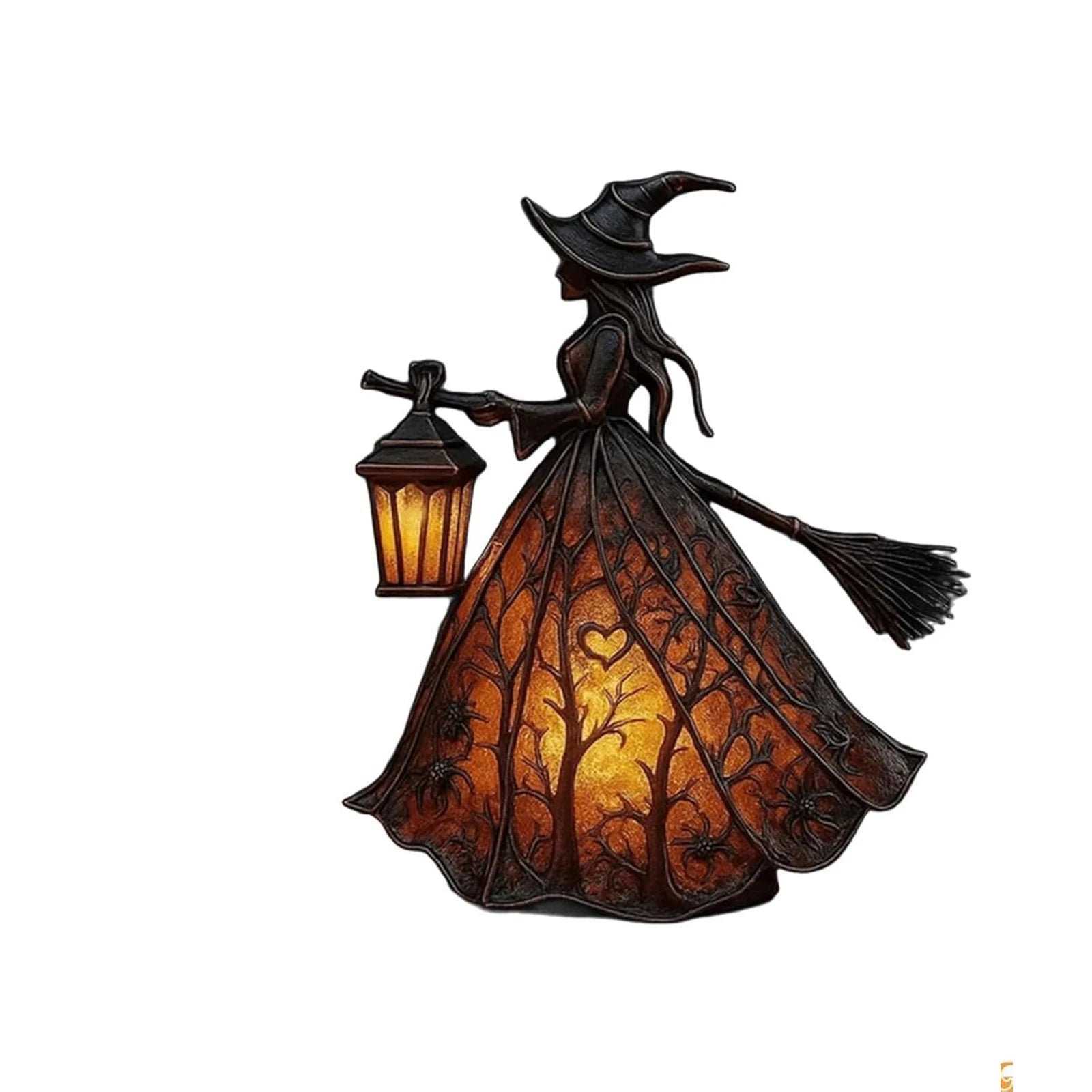 Halloween Witch Lamp Stained Gothic Witch Hat Led Lamp Spooky Decorative Standing Night Light Party Lighting Decorations