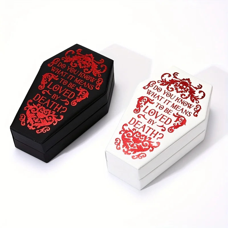 1/2pcs Gothic Coffin-Shaped Jewelry Box PU Leather Multi-Compartment Organizer for Rings Necklaces Earring Halloween Gift Case