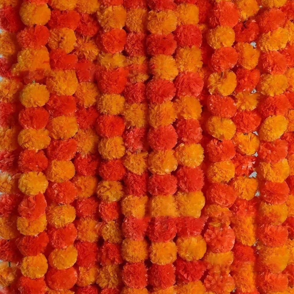 Long Strands Artificial Marigold Garland Pooja Diwali Fiesta Indian Décor Pooja Marigold Flowers Pooja Wedding Events Decor