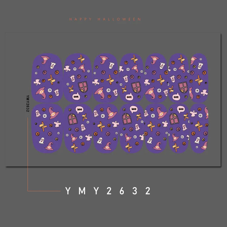 Baking Free Halloween Nail Stickers Full Sticker Fashion Nail Art Jewelry  Pumpkin Ghost Wholesale Applique Nail Sticker