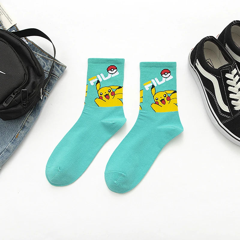 Bandai Pokemon cartoon socks men women Christmas Halloween Hip Hop Street Fashion Inspired Novelty Funny Casual Crew Socks