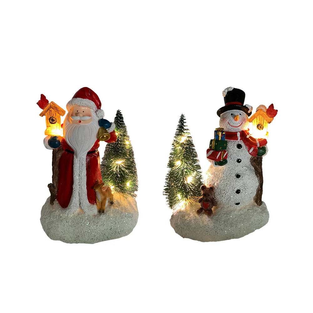 Christmas decorations, Santa Claus Snowman, Christmas holiday party decorations, LED lights, tabletop statues