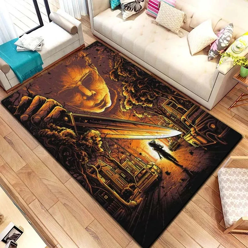 M-Michael Myers Horror Halloween Decorative Warmer Rug Home Living Room Bedroom Carpet Bathroom Kitchen Non Slip Carpet