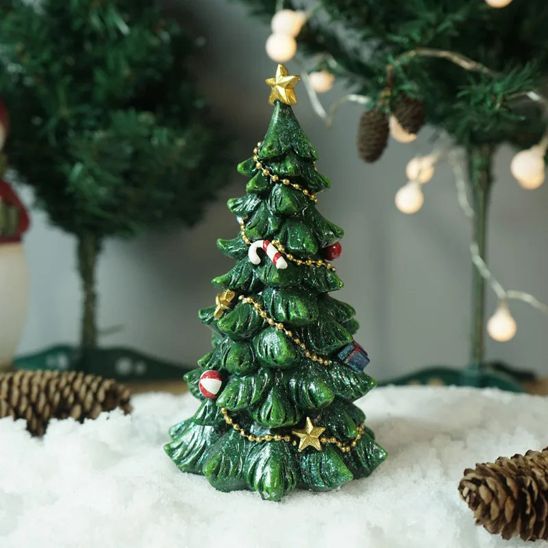 Christmas Tree Decorations Resin Sculpture Home Statues Figurines Christmas Trees Living Room Ornaments Table Desk Accessories
