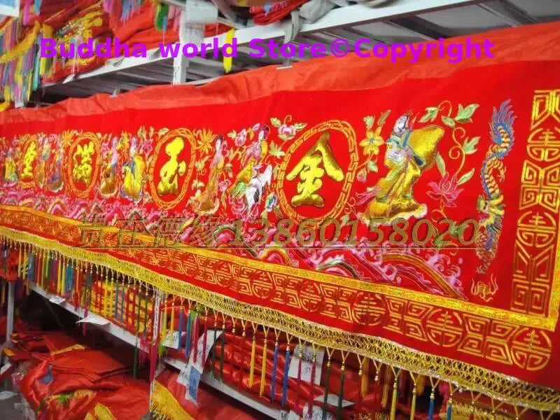 5 Meters long Wholesale Buddhist supplie Buddhism family Temple auspicious Embroidery wall Enclosing curtain Tapestry draperies