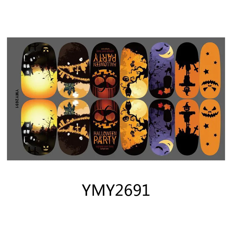 Baking Free Halloween Nail Stickers Full Sticker Fashion Nail Art Jewelry  Pumpkin Ghost Wholesale Applique Nail Sticker