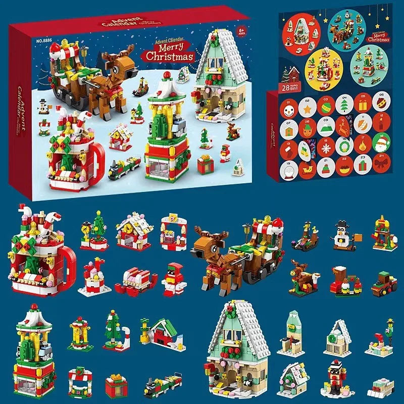 Christmas Advent Calendar Gift Box DIY Christmas Train Jesus Bricks Toys 24Days Countdown Calendar Box Surprise Christmas Gift